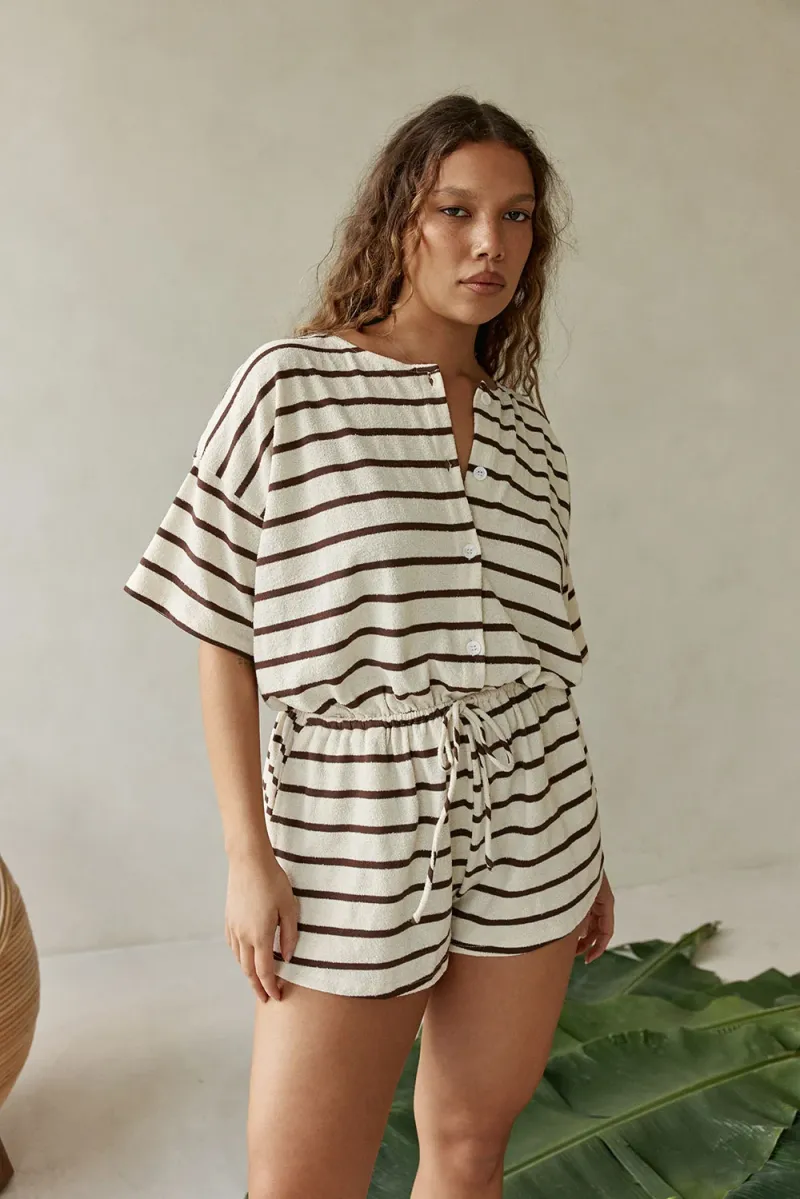 Brown Striped Playsuit - Image 2