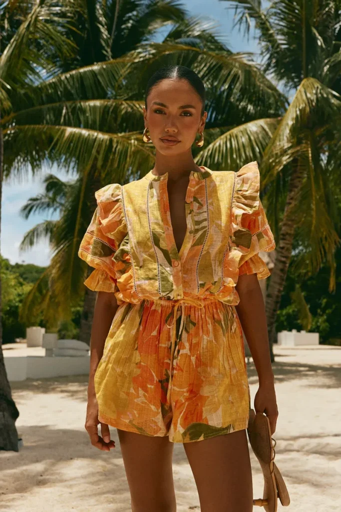 Orange Resort Print Playsuit