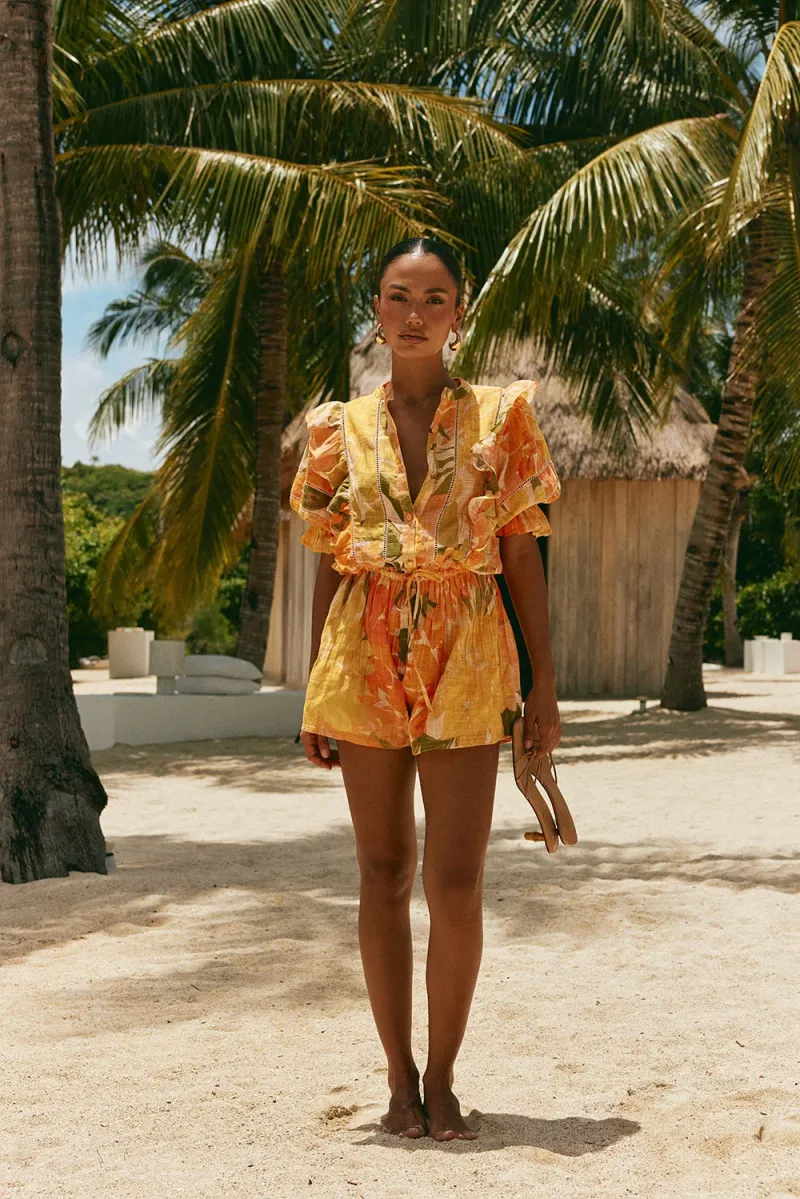 Orange Resort Print Playsuit - Image 3