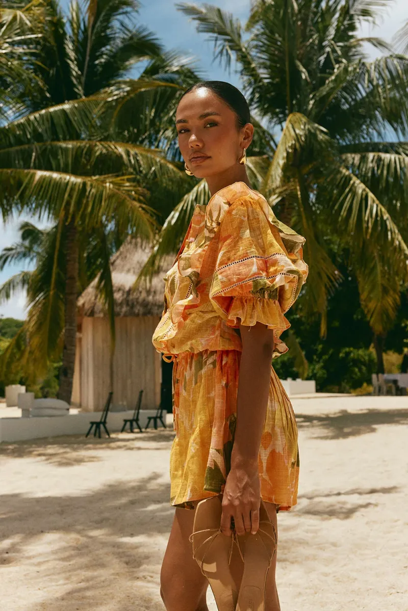 Orange Resort Print Playsuit - Image 4