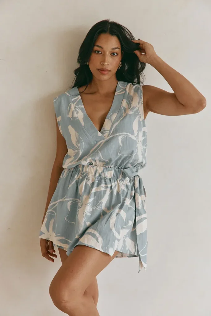 Blue Floral Playsuit
