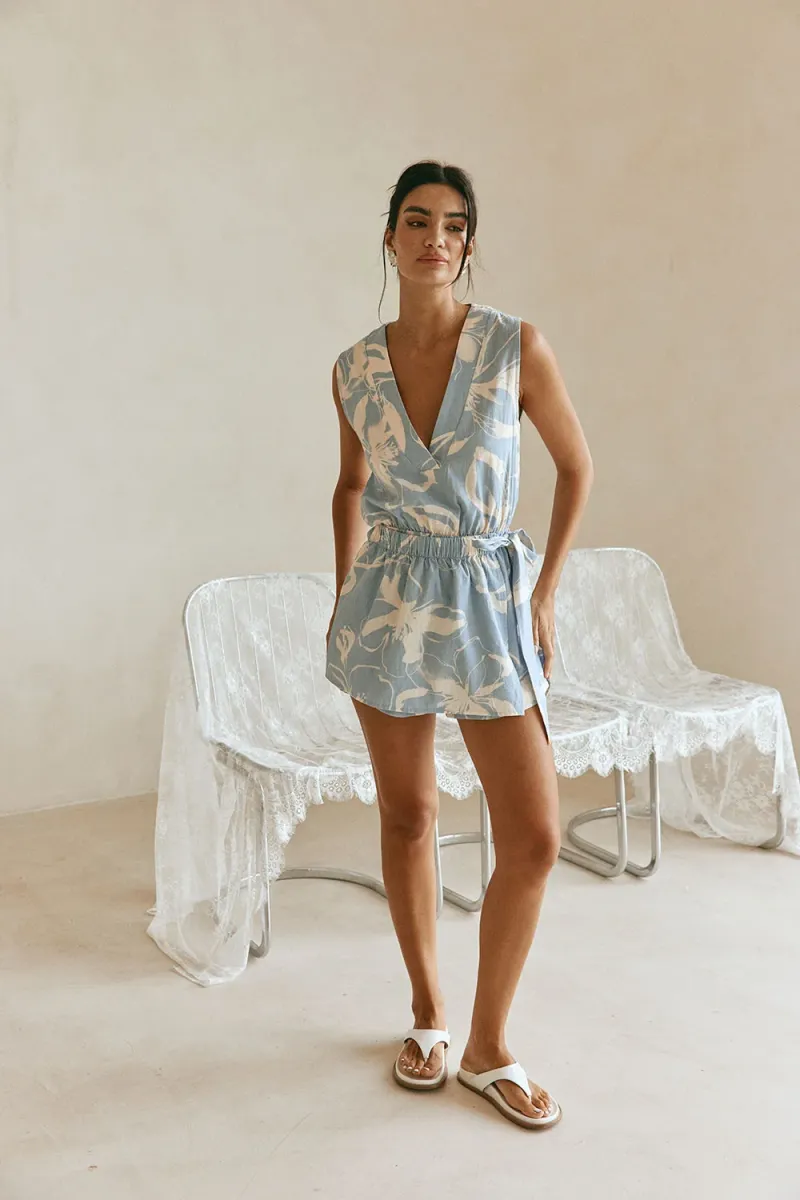 Blue Floral Playsuit - Image 4