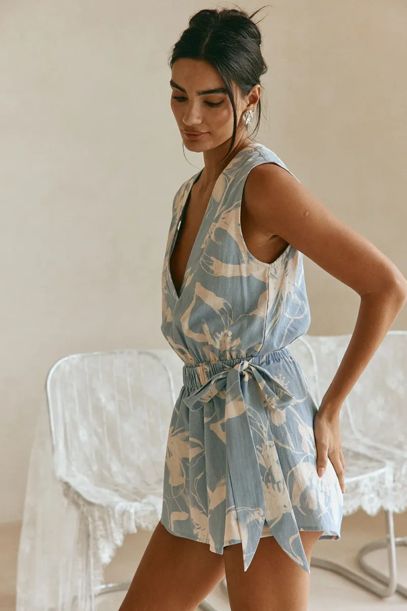 Blue Floral Playsuit - Image 5