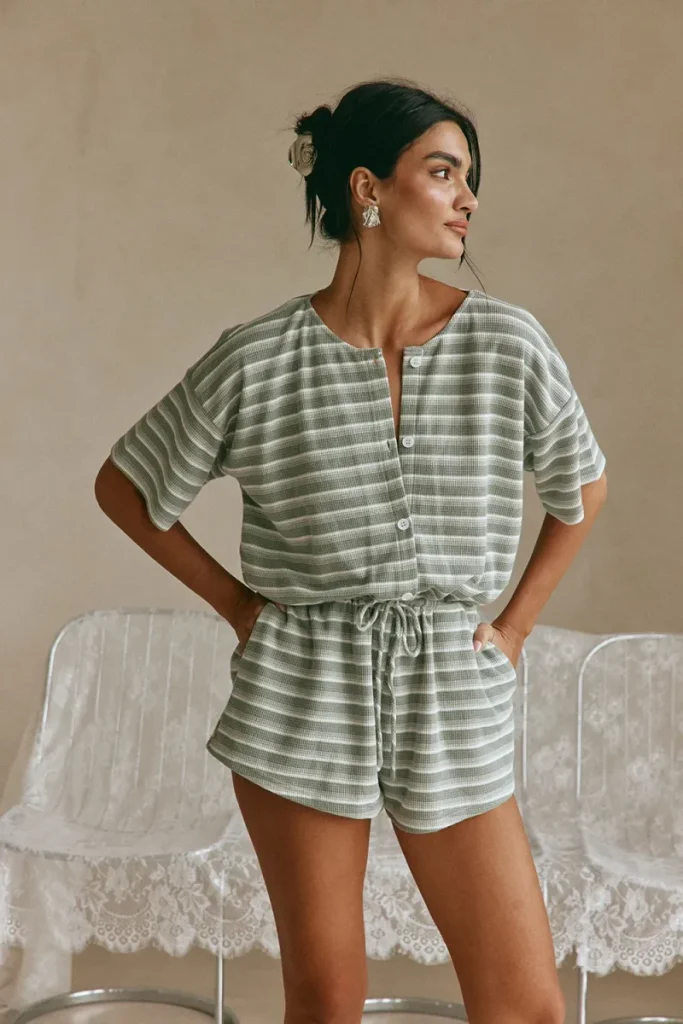 Olive Waffle Knit Playsuit