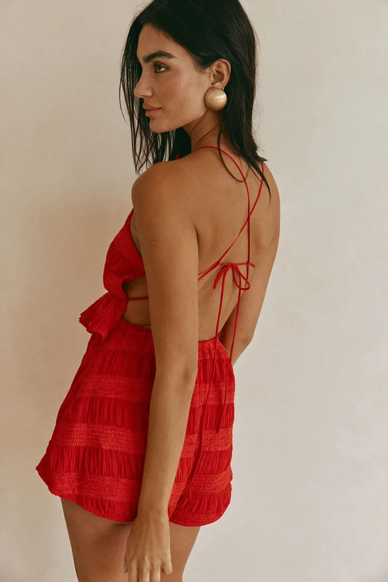 Red Halter Playsuit - Image 2