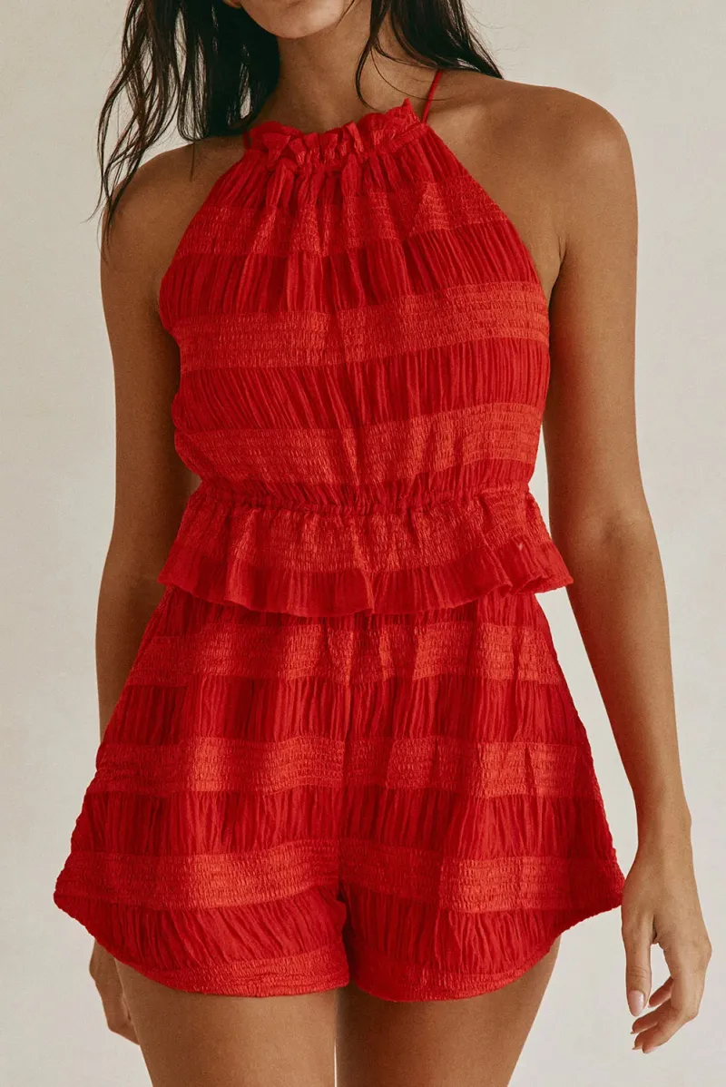 Red Halter Playsuit - Image 3