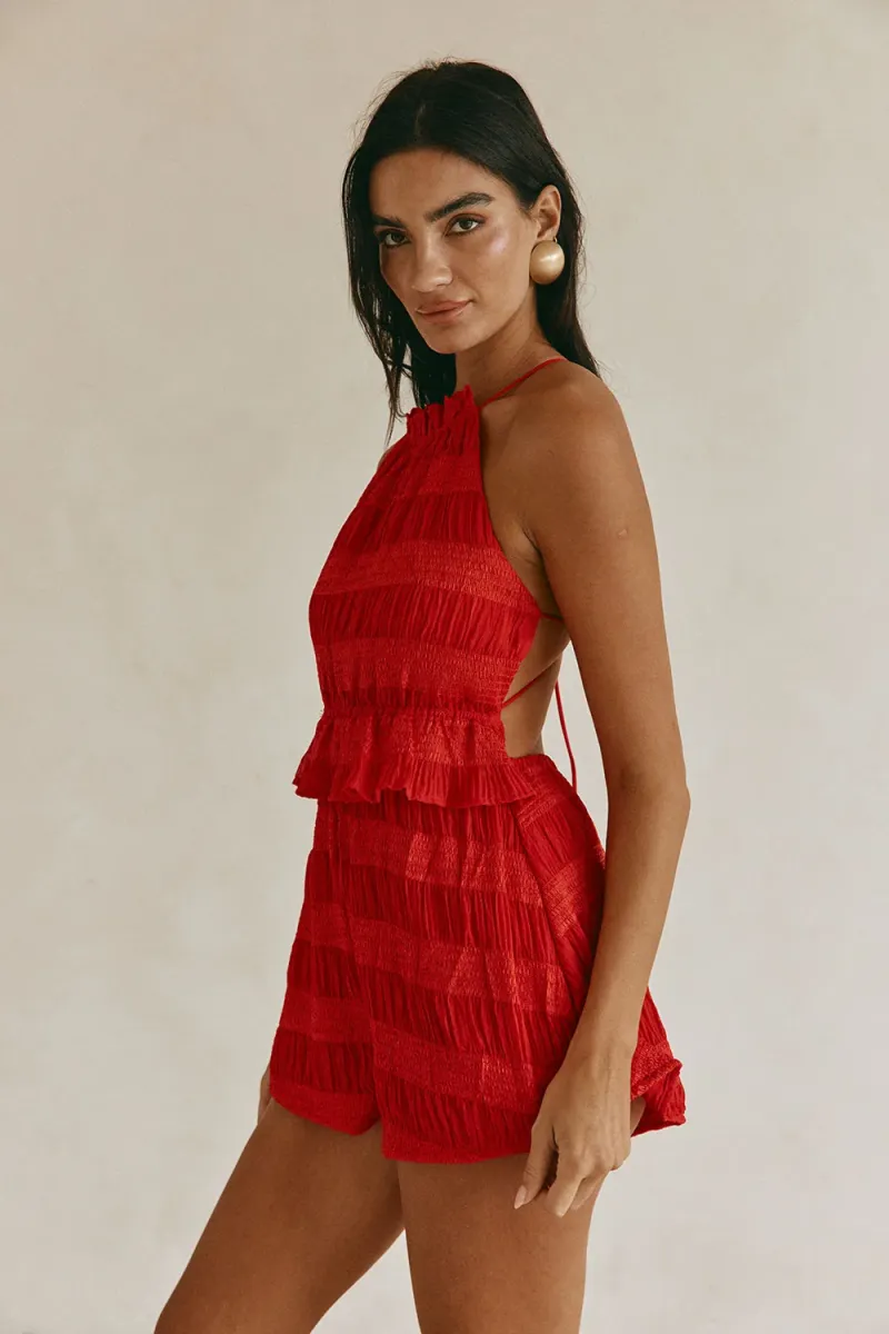 Red Halter Playsuit - Image 5