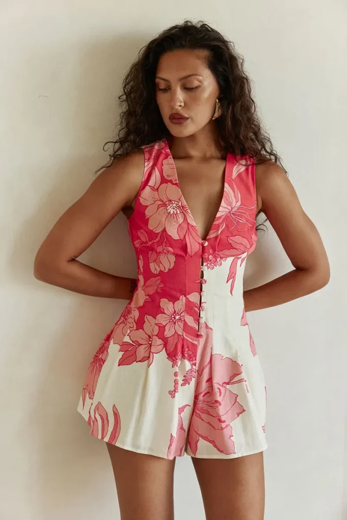 Pink Floral Playsuit