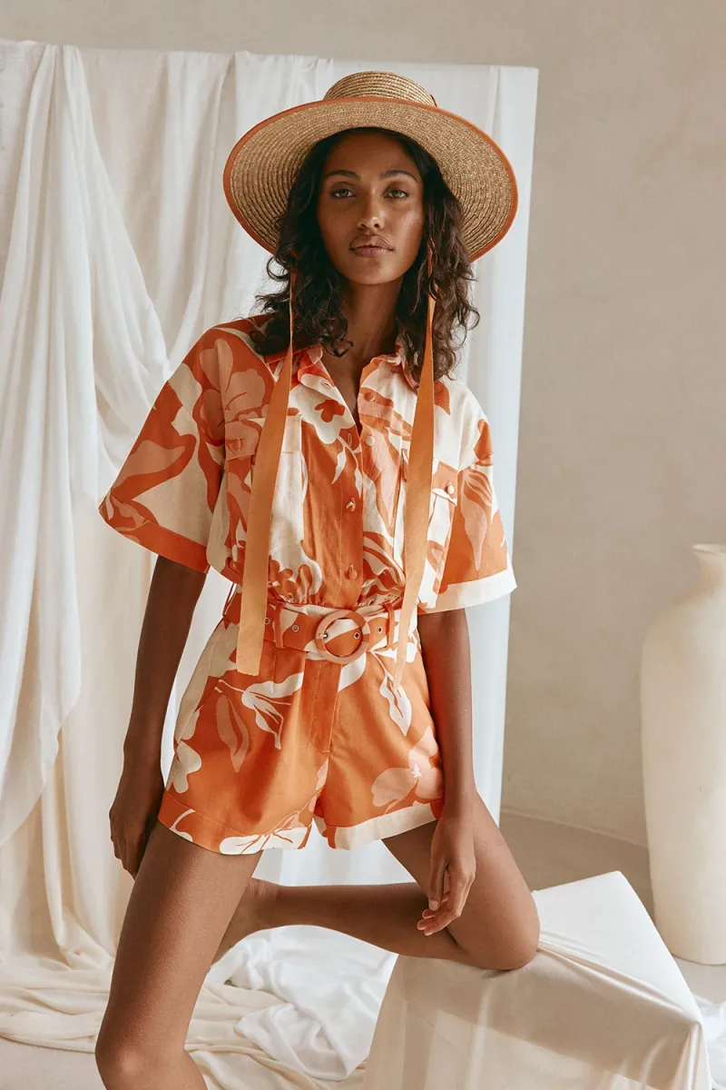 Tan Floral Playsuit - Image 3