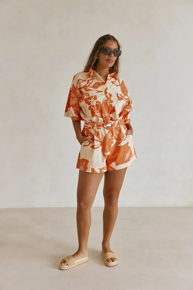 Tan Floral Playsuit - Image 4