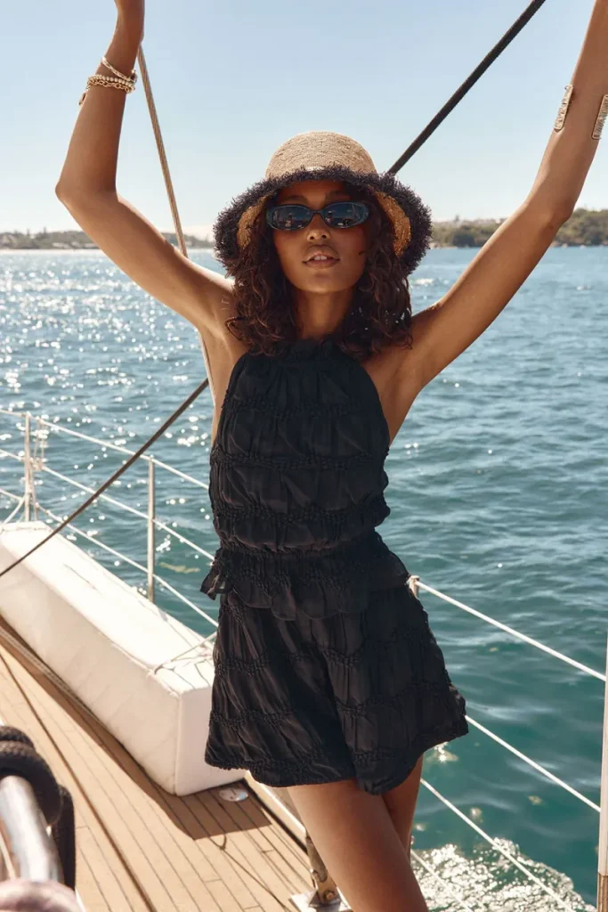 Black Halter Playsuit
