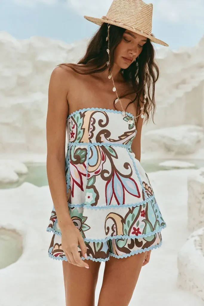 Blue Strapless Playsuit