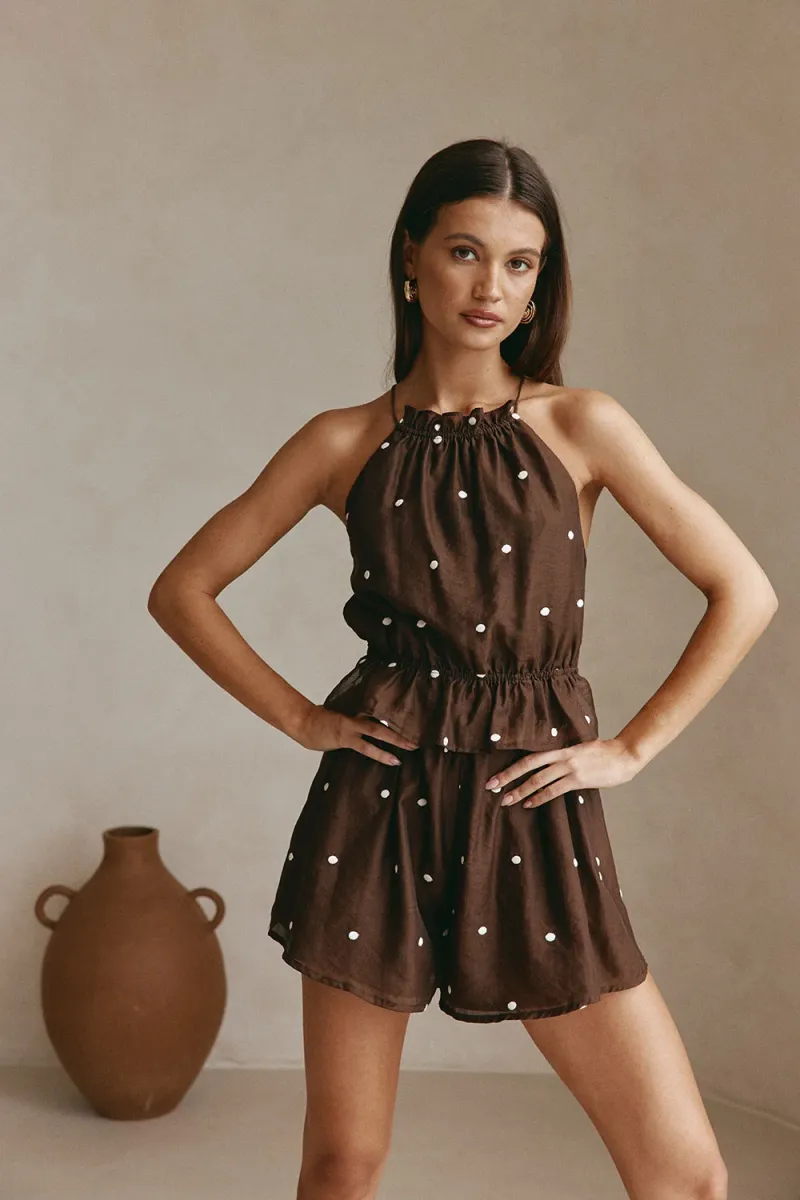 Chocolate Halter Playsuit - Image 2