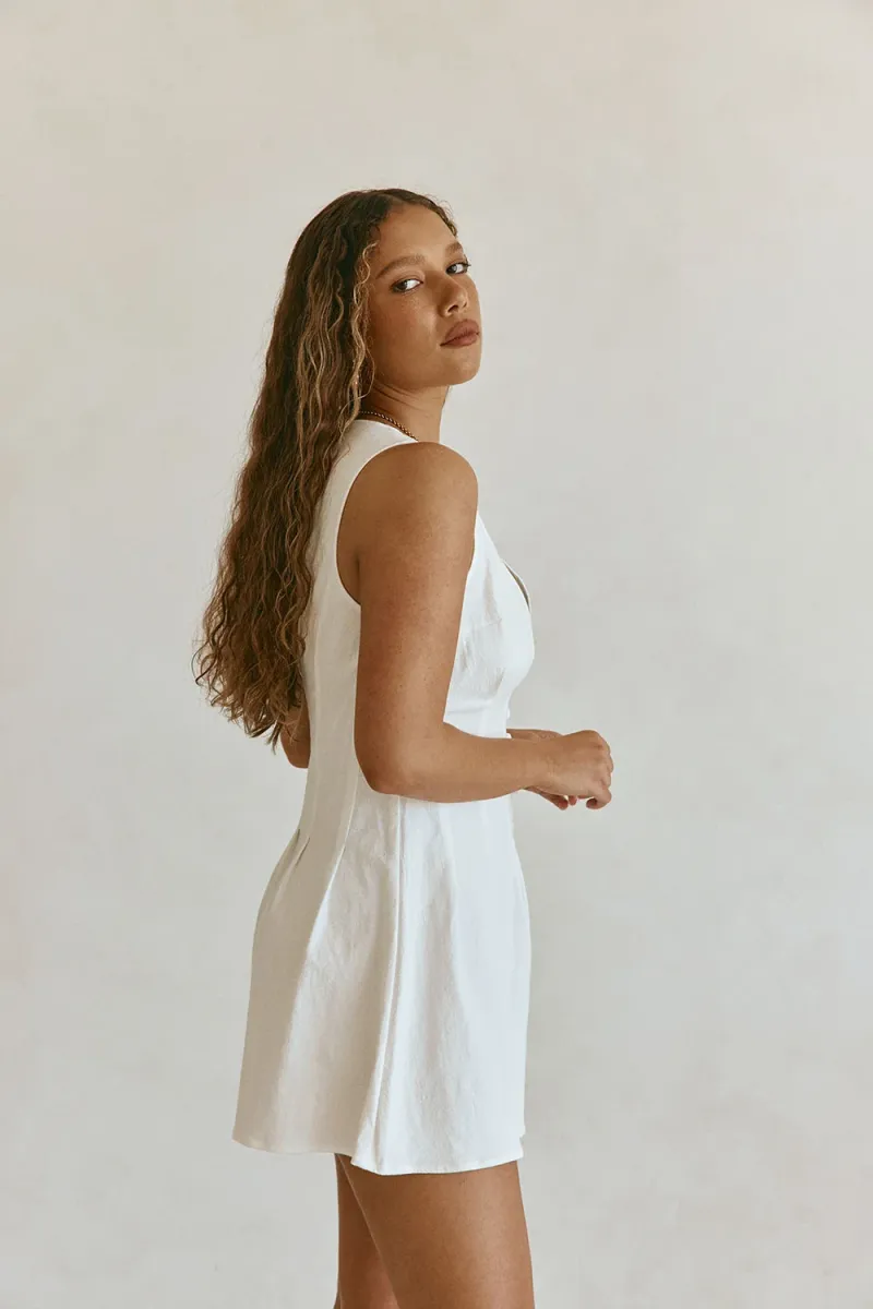 White Button-Front Playsuit - Image 5