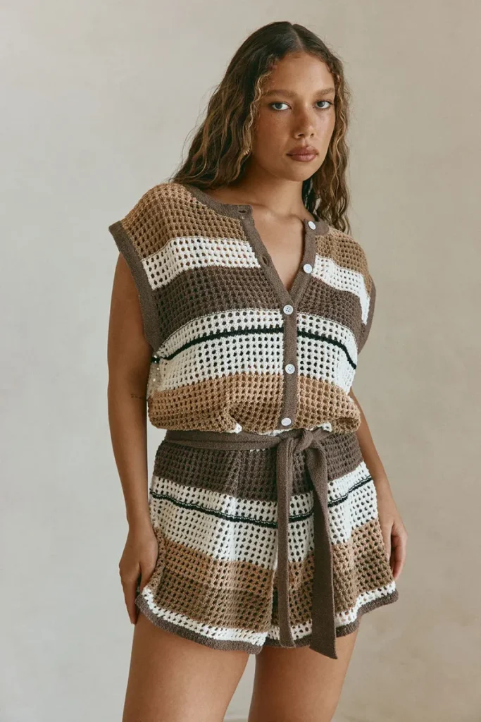 Brown Knit Playsuit