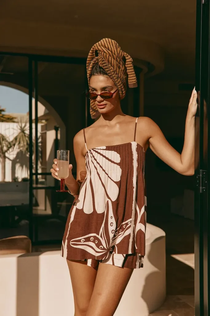 Brown Ruffled Playsuit