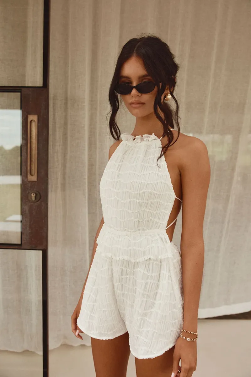 White Halter Playsuit - Image 2