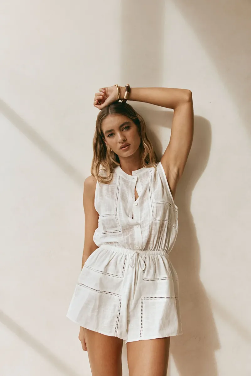 White Boxy Playsuit