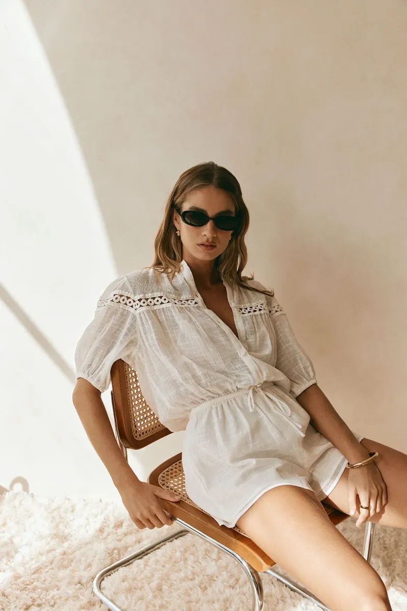 White Ruffled Playsuit - Image 2