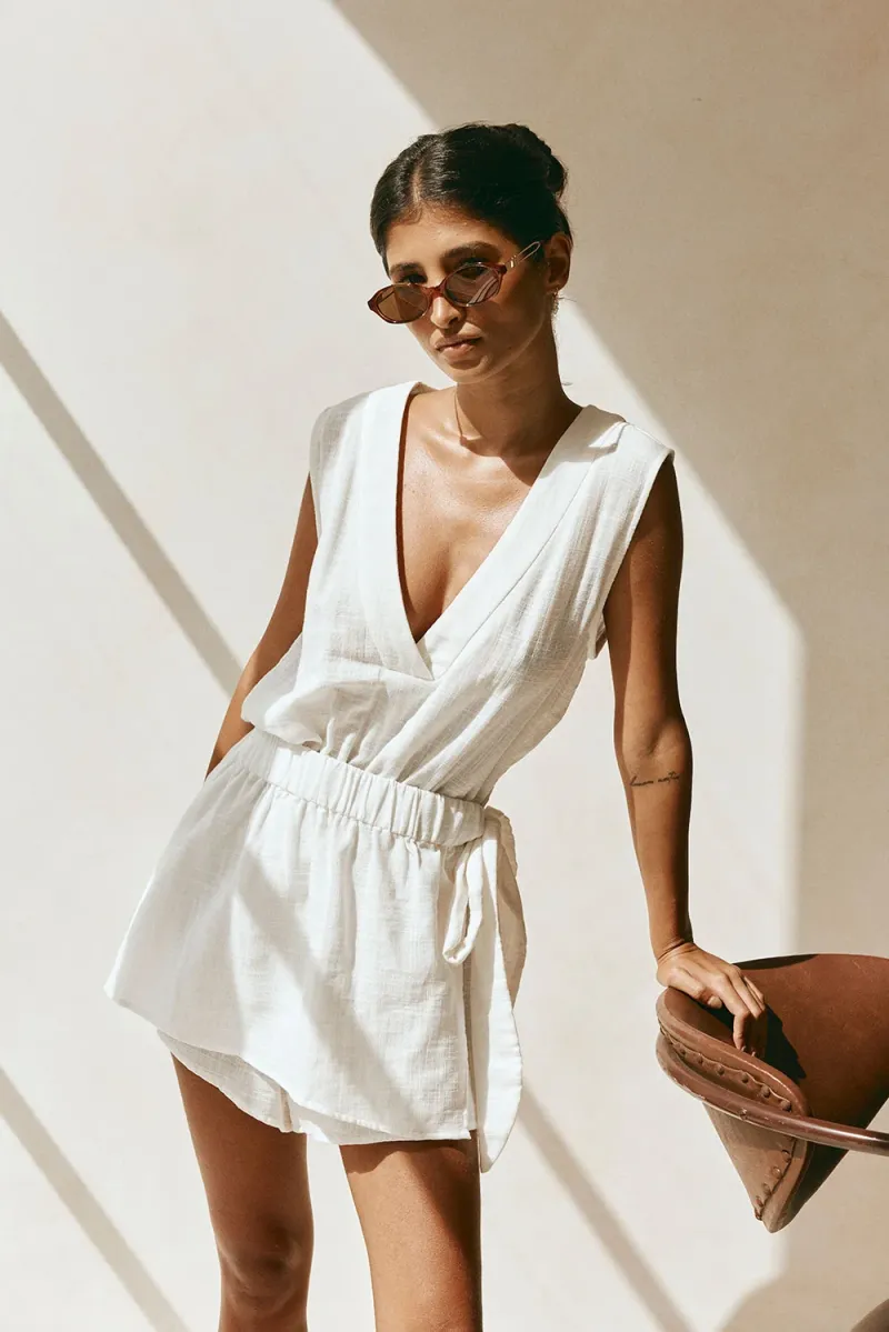 White Wrap Playsuit