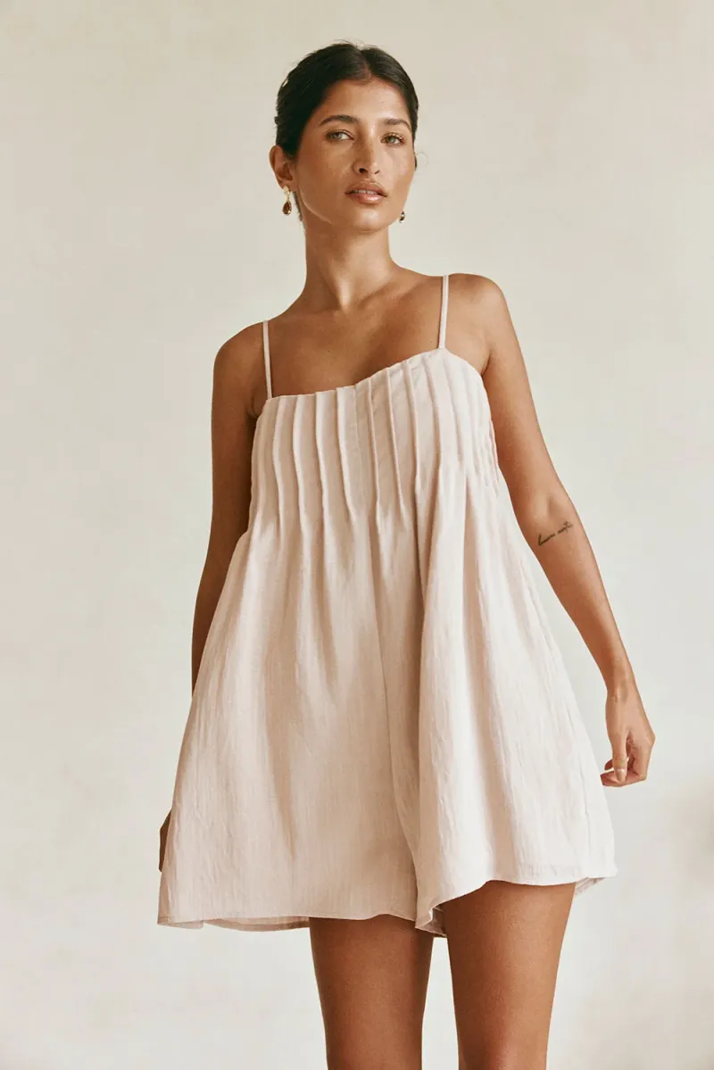 Tan Ruffled Playsuit