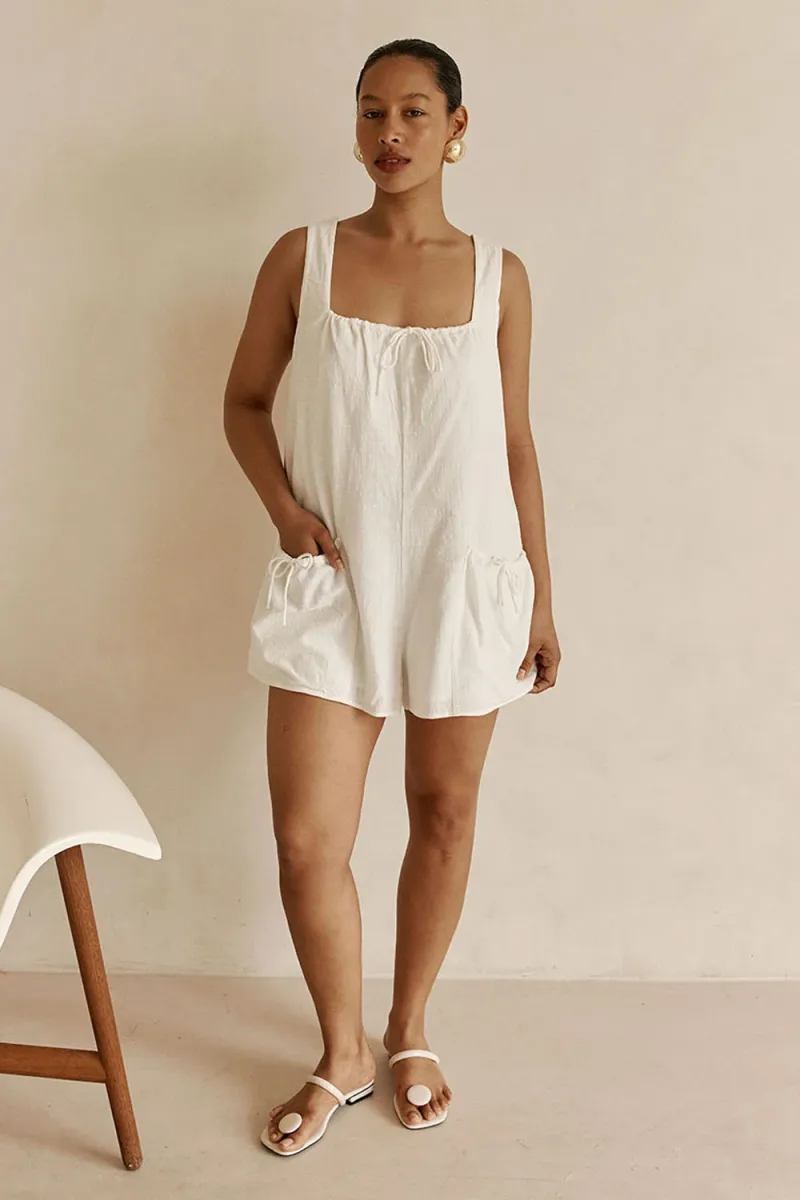 White Wide-Strap Playsuit - Image 2