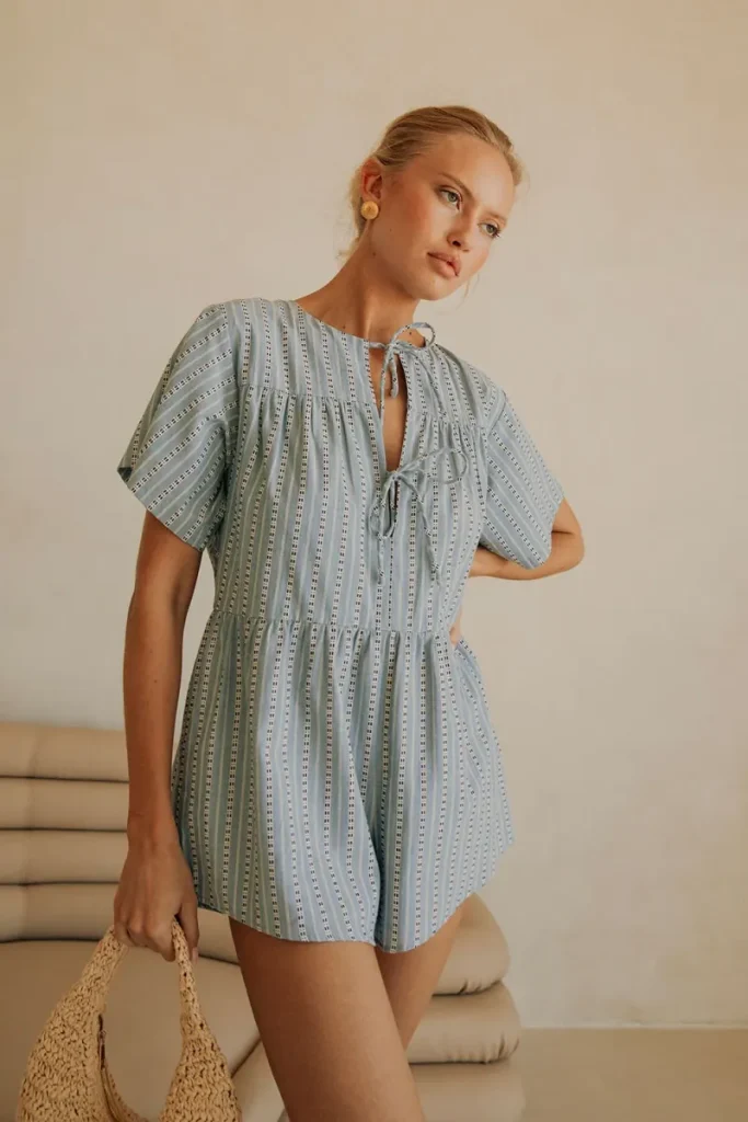 Blue High-Neck Playsuit