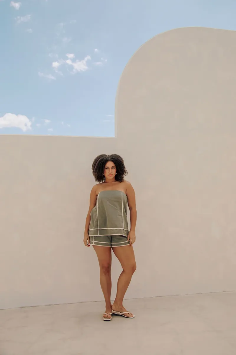 Green Strapless Playsuit - Image 4