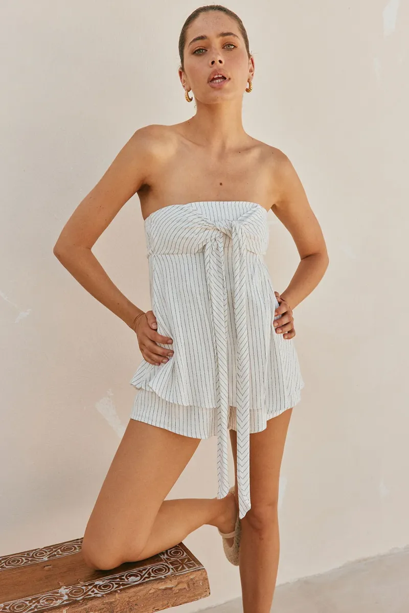 White Strapless Playsuit - Image 2