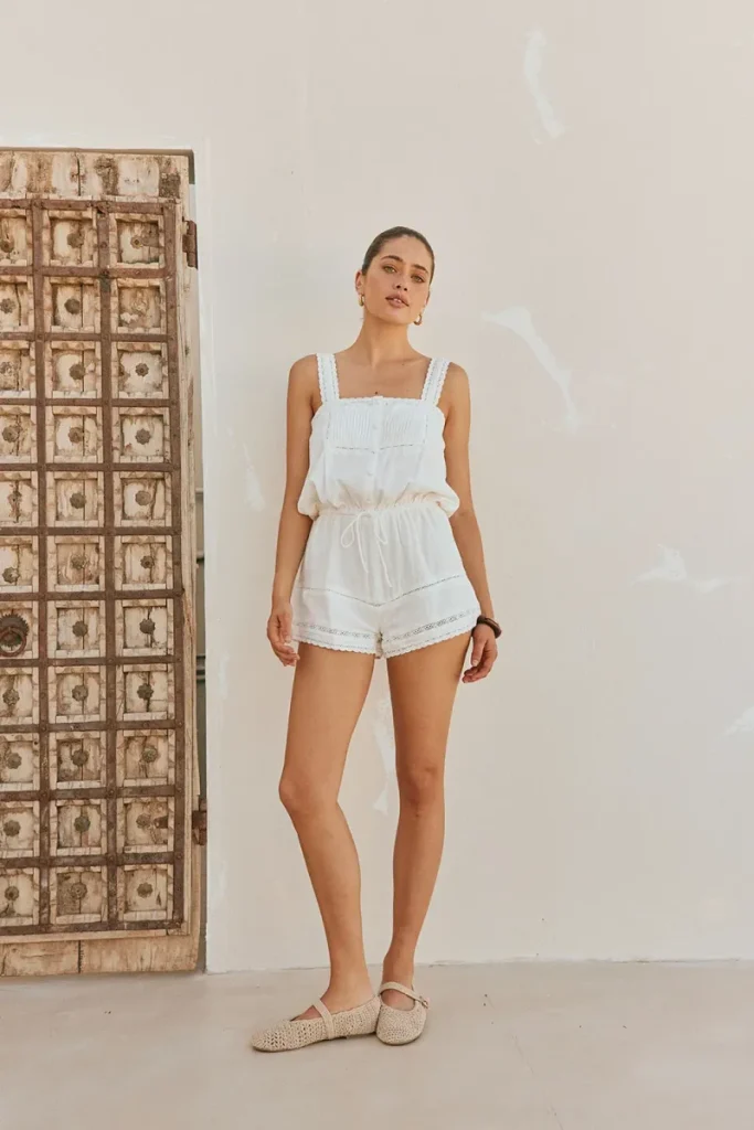 White Cotton Playsuit