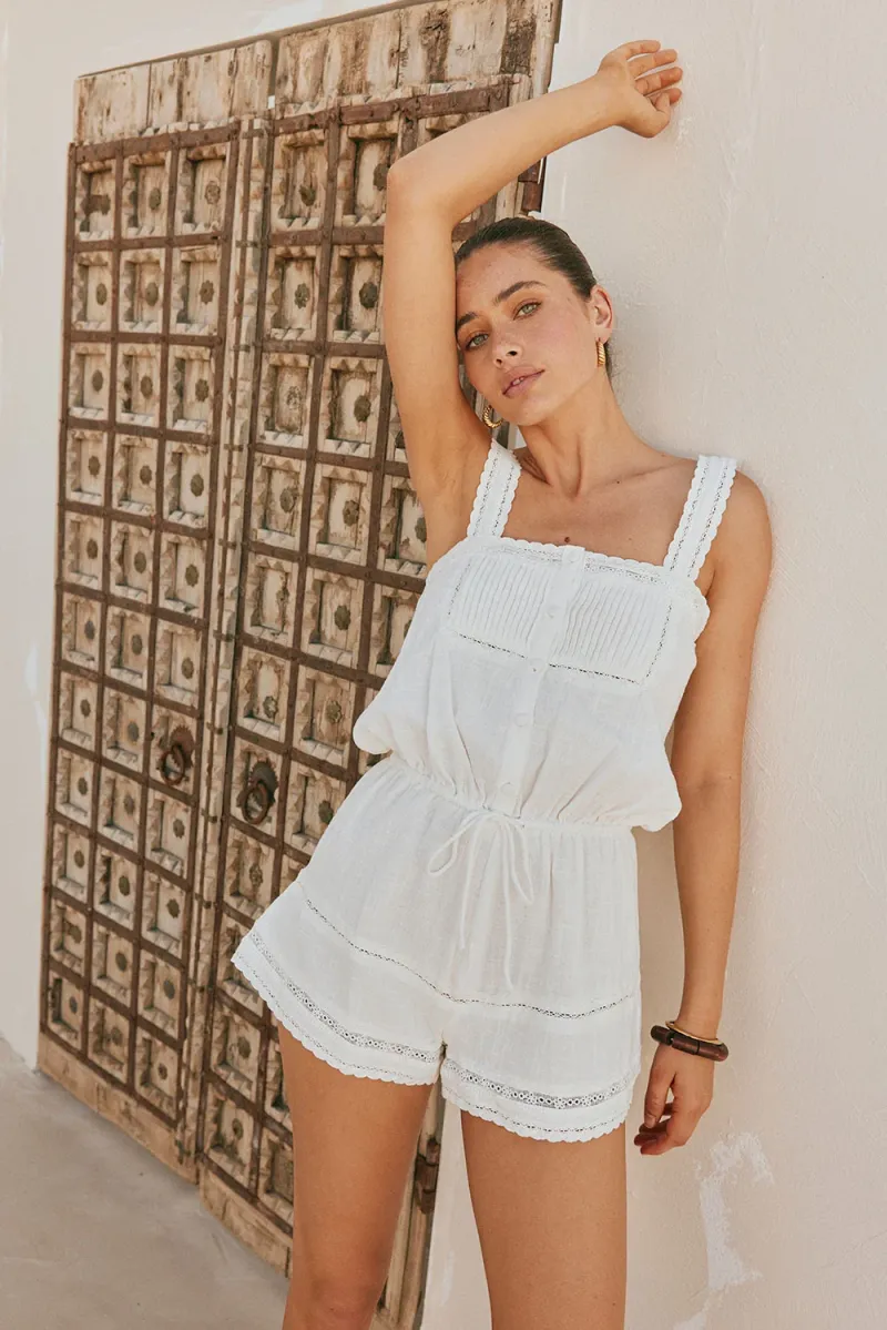 White Cotton Playsuit - Image 2