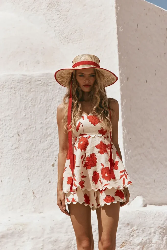 Cream Resort Print Playsuit