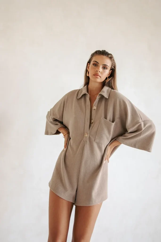 Espresso Button-Front Playsuit