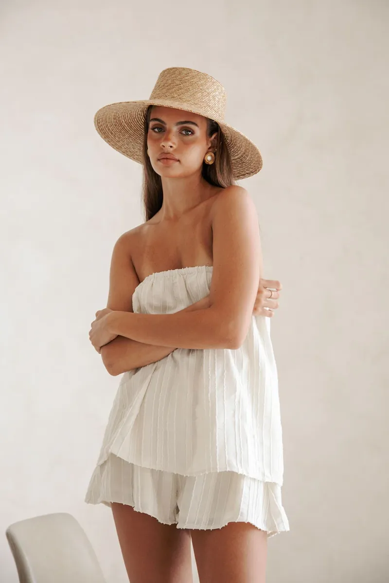 Cream Strapless Playsuit