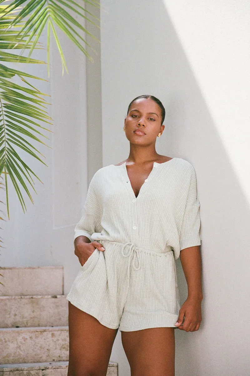 Sage Button-Front Playsuit - Image 2