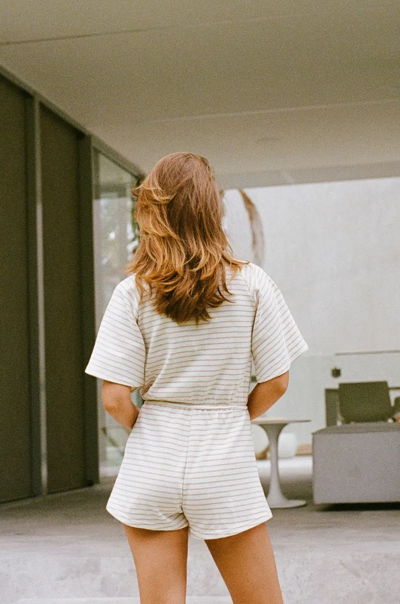 White Textured Playsuit - Image 3