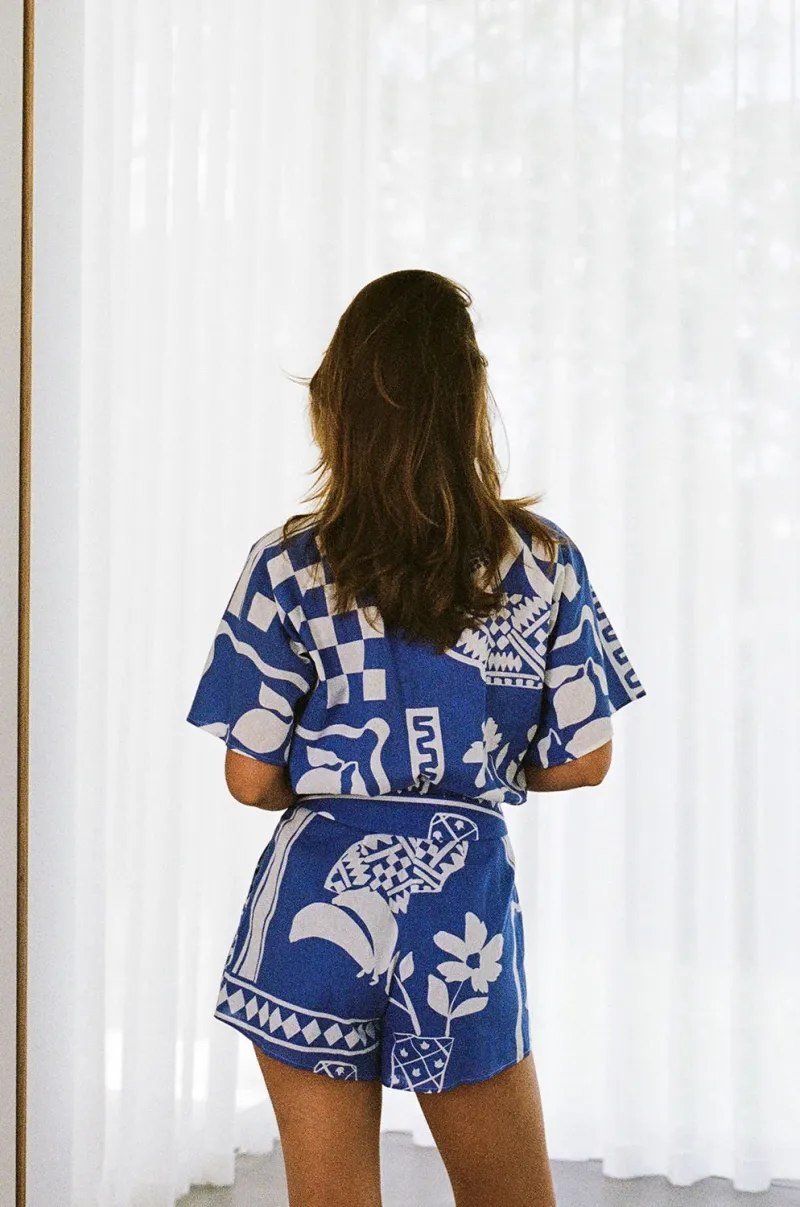Blue Cutout Playsuit - Image 4
