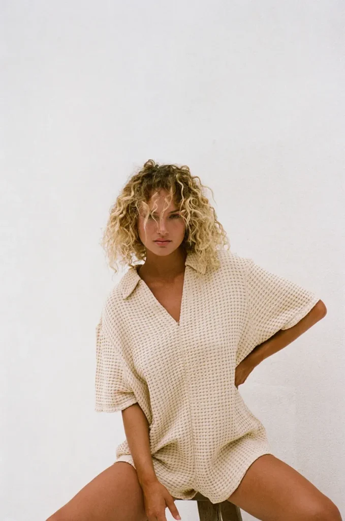 Beige Waffle Knit Playsuit