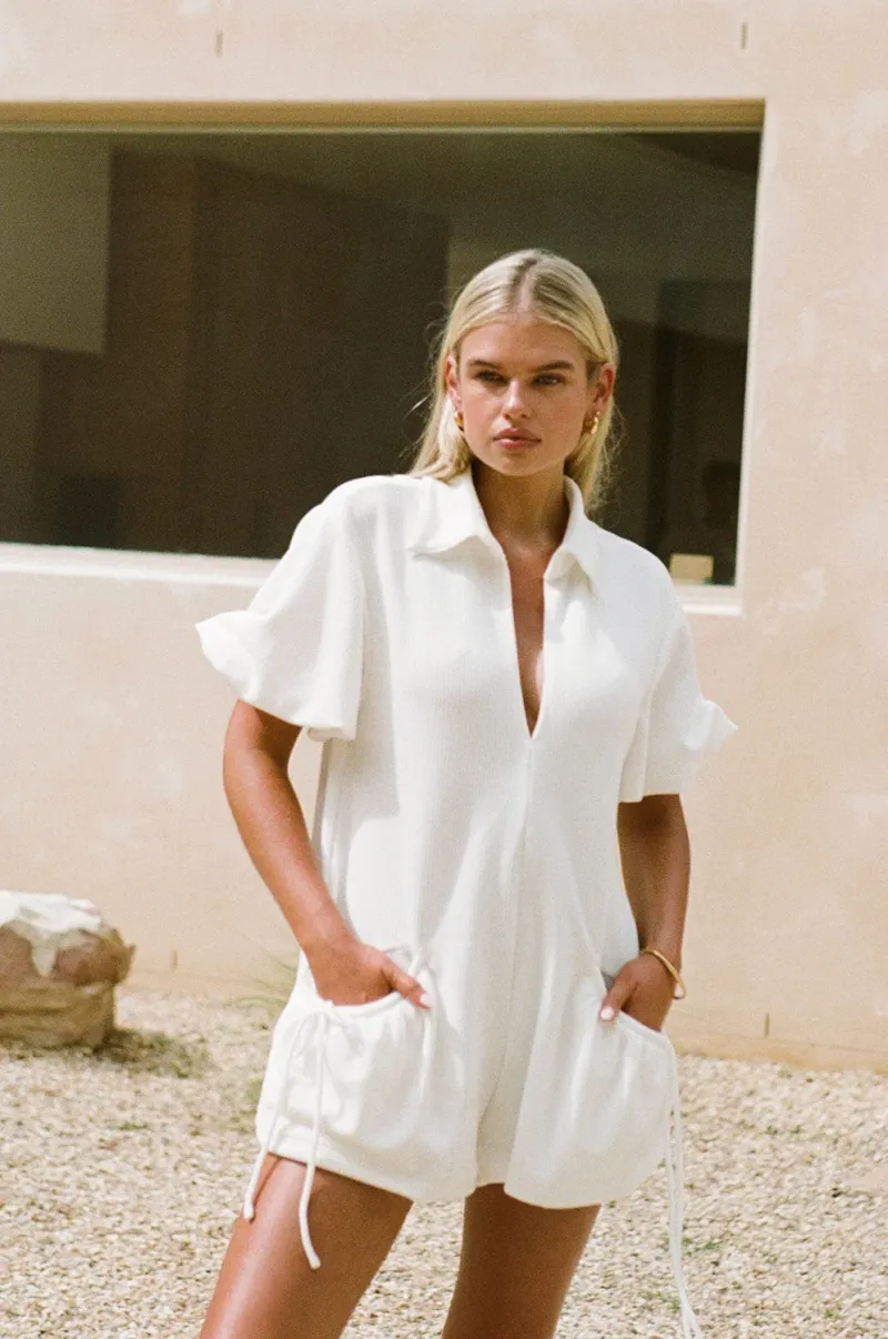 White Knit Playsuit