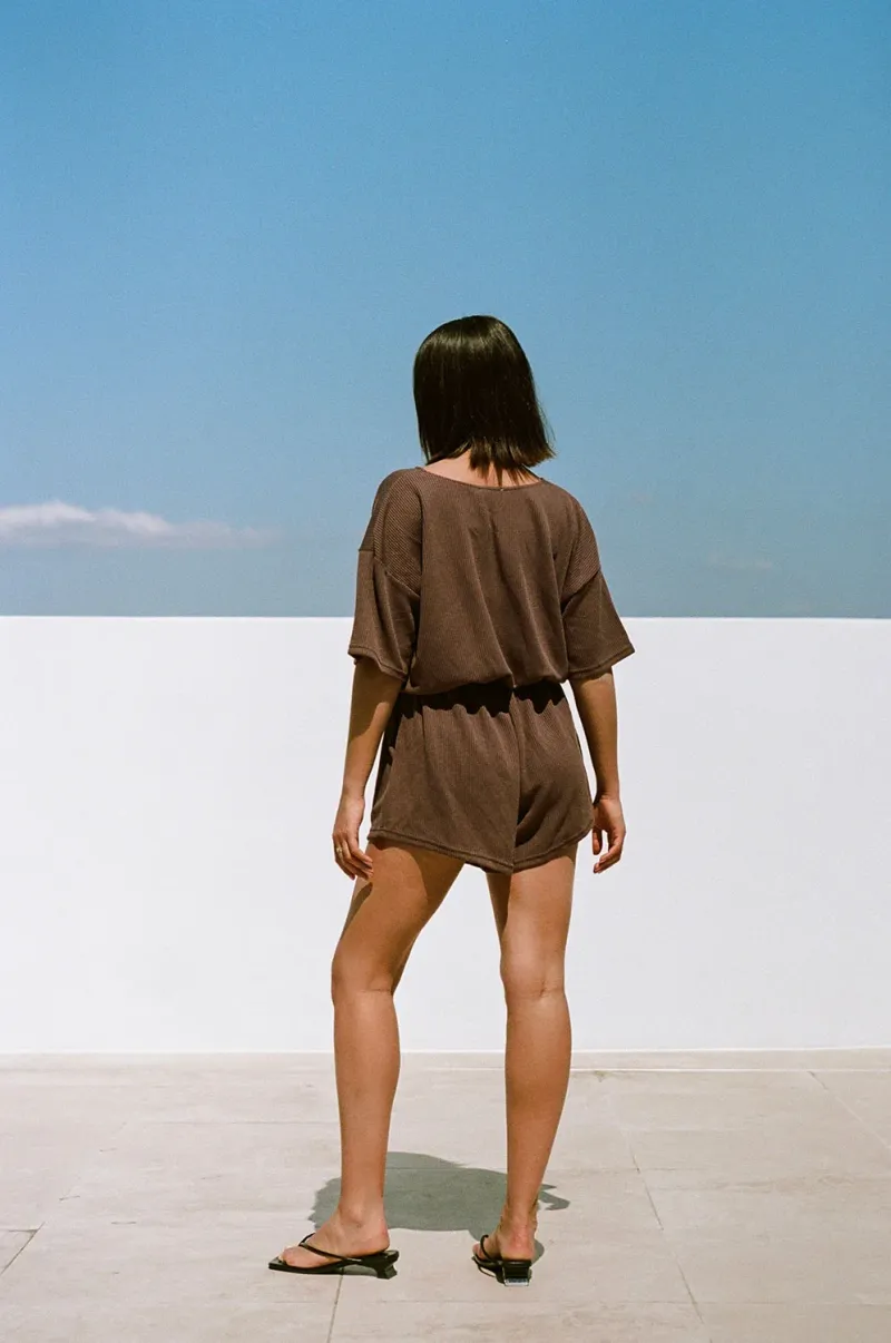 Chocolate Waffle Knit Playsuit - Image 4