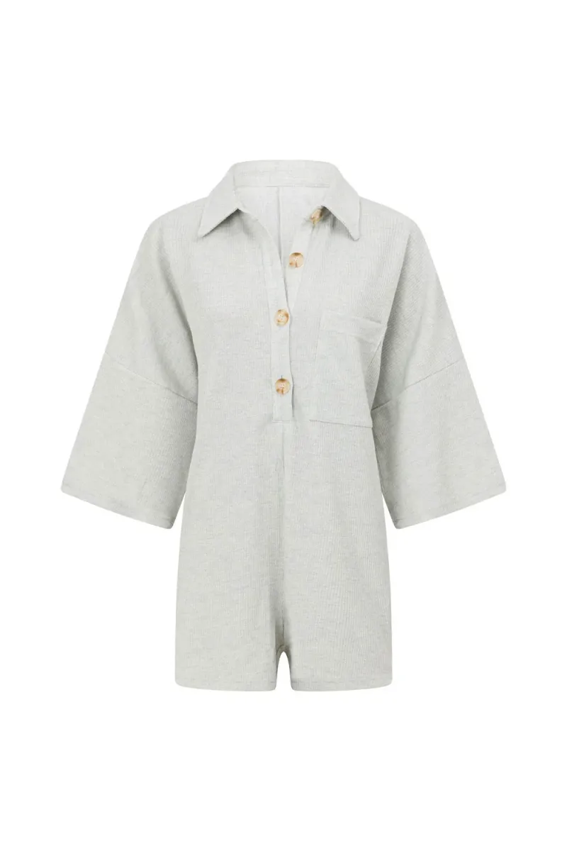 Grey Button-Front Playsuit - Image 5