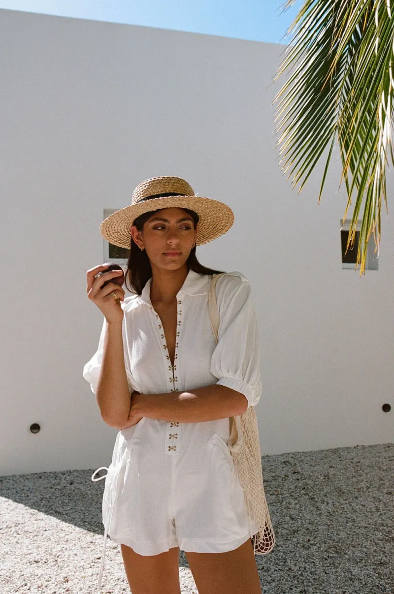 White Puff-Sleeve Playsuit - Image 3