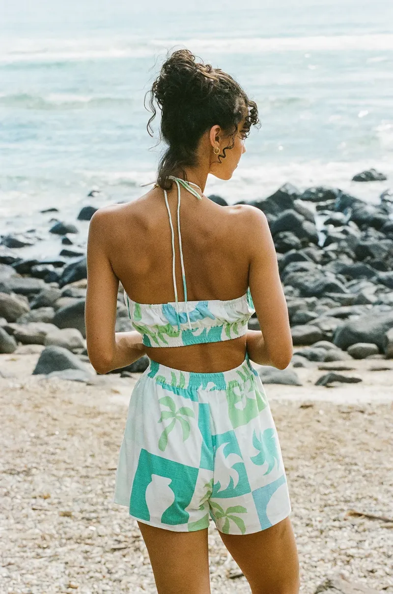 Green Tile Print Playsuit - Image 3