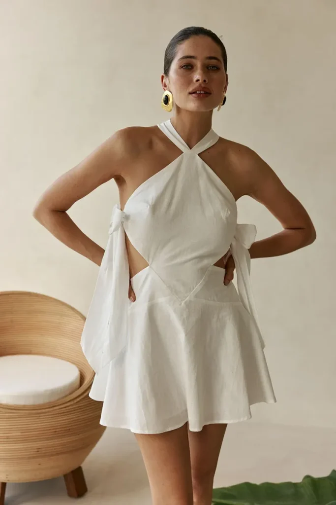 White Halter Dress