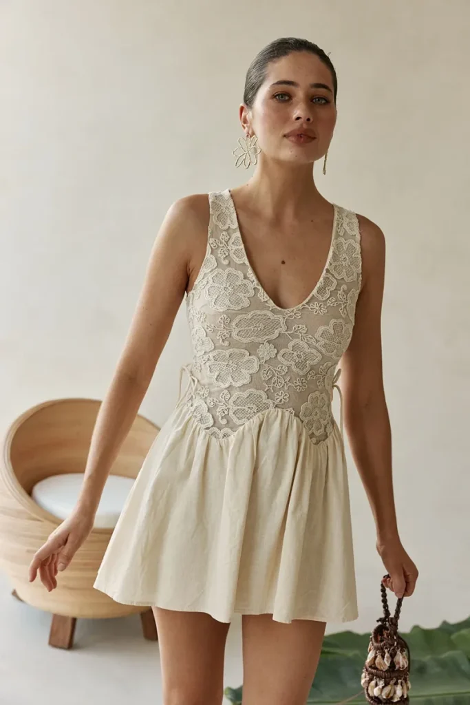 Cream Floral Dress