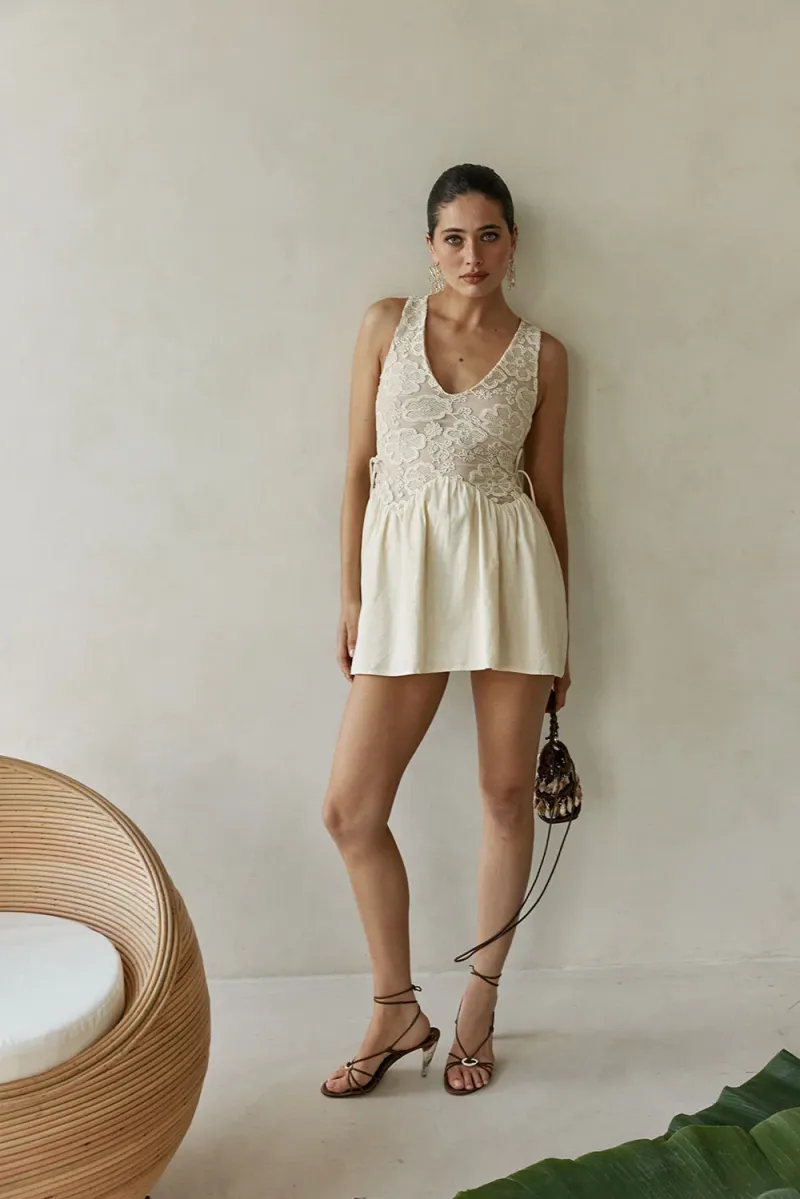 Cream Floral Dress - Image 3