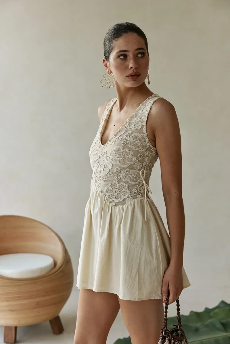 Cream Floral Dress - Image 4