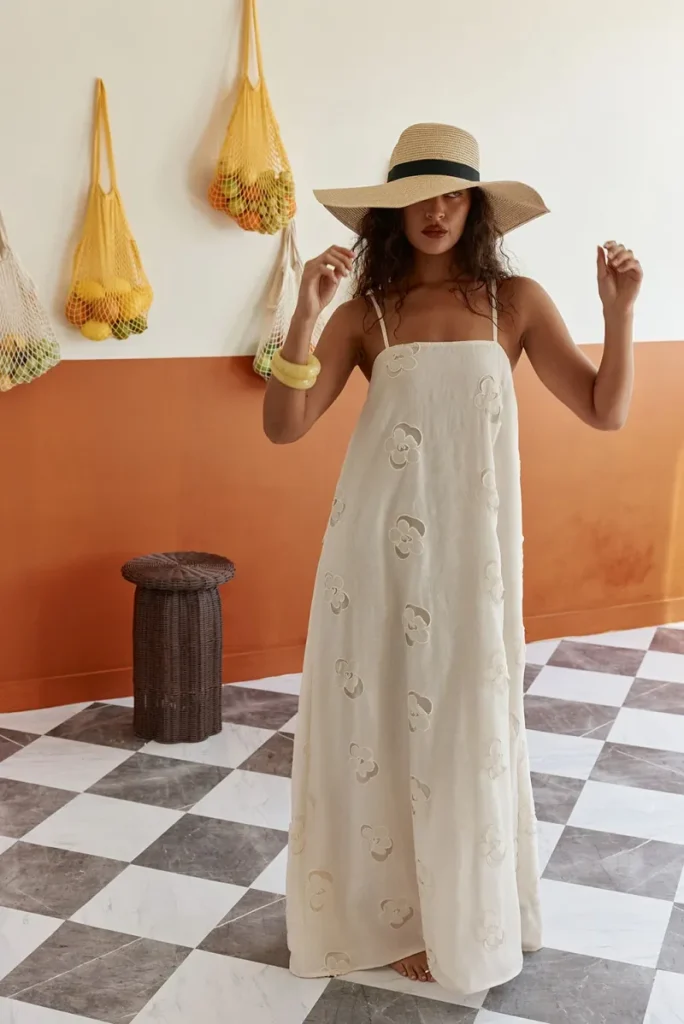 Beige Floral Dress