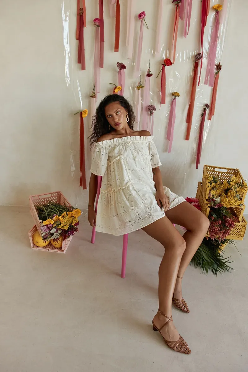 Beige Off-Shoulder Dress - Image 3