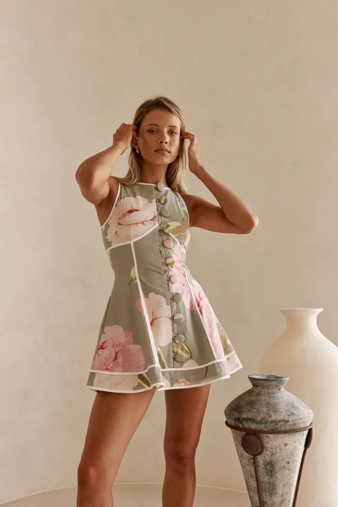 Green Button-Front Dress